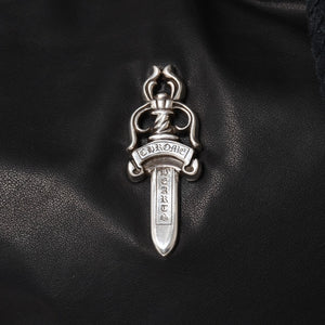新品未使用 CHROME HEARTS クロムハーツ DIRTY KNEES CHIFFON ダーティニーズ シフォン ショルダーバッグ ラージダガー装飾 中古 4a005141