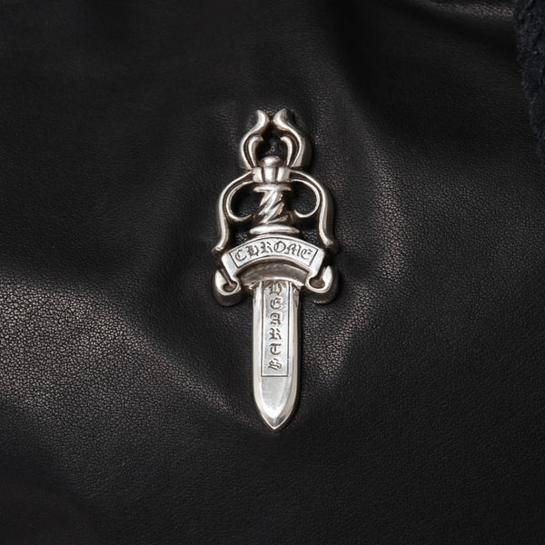 新品未使用 CHROME HEARTS クロムハーツ DIRTY KNEES CHIFFON ダーティニーズ シフォン ショルダーバッグ ラージダガー装飾 中古 4a005141