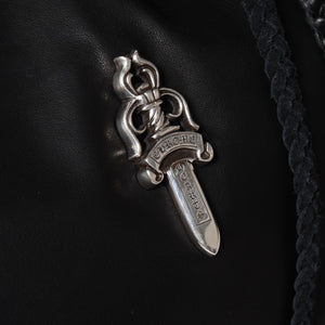 新品未使用 CHROME HEARTS クロムハーツ DIRTY KNEES CHIFFON ダーティニーズ シフォン ショルダーバッグ ラージダガー装飾 中古 4a005141
