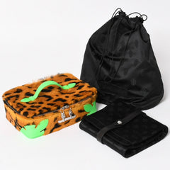 New and unused CHROME HEARTS JEWELRY CASE Jewelry case leather Harako cheetah pattern dagger brown green used 4a005142