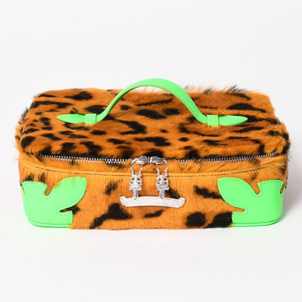 New and unused CHROME HEARTS JEWELRY CASE Jewelry case leather Harako cheetah pattern dagger brown green used 4a005142