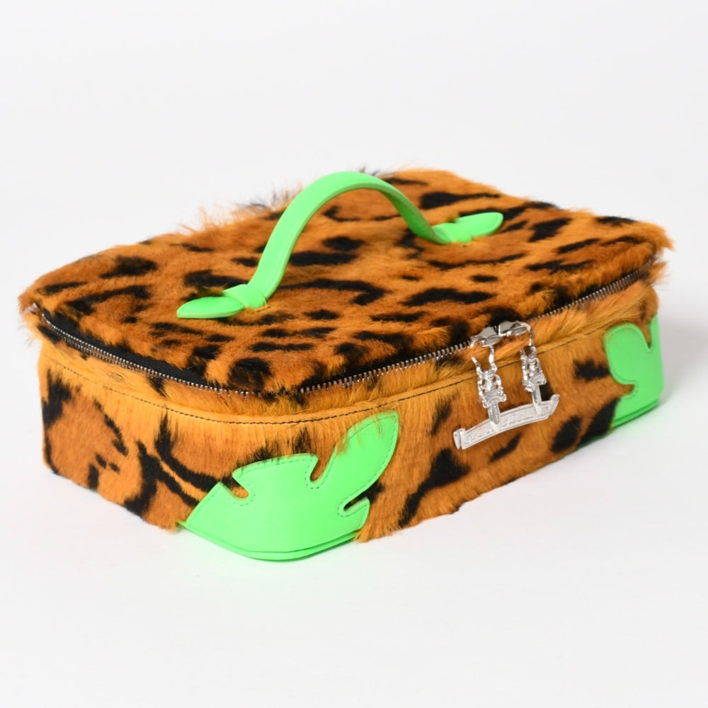 新品未使用 CHROME HEARTS クロムハーツ JEWELRY CASE ジュエリーケース レザー ハラコ チーター柄 ダガー ブラウン グリーン 中古 4a005142