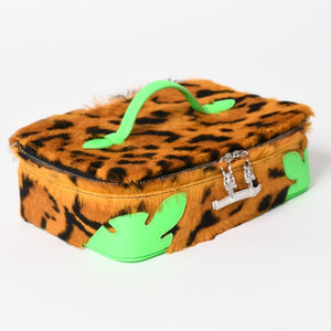 New and unused CHROME HEARTS JEWELRY CASE Jewelry case leather Harako cheetah pattern dagger brown green used 4a005142
