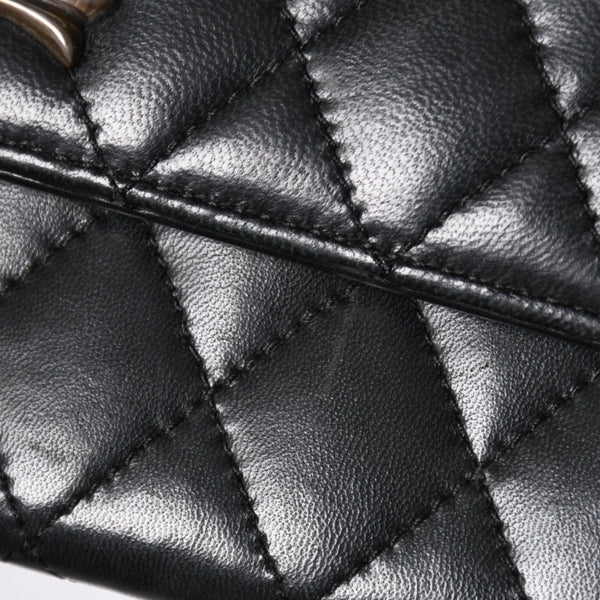 極美品 CHROME HEARTS クロムハーツ ディナーバッグ クラッチバッグ ラージクロス マトラッセ ラムスキン ブラック 中古 4a005179
