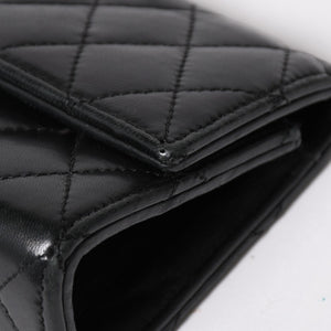極美品 CHROME HEARTS クロムハーツ ディナーバッグ クラッチバッグ ラージクロス マトラッセ ラムスキン ブラック 中古 4a005179