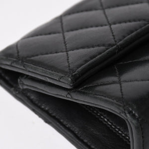 極美品 CHROME HEARTS クロムハーツ ディナーバッグ クラッチバッグ ラージクロス マトラッセ ラムスキン ブラック 中古 4a005179