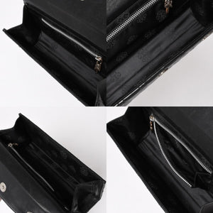 極美品 CHROME HEARTS クロムハーツ ディナーバッグ クラッチバッグ ラージクロス マトラッセ ラムスキン ブラック 中古 4a005179