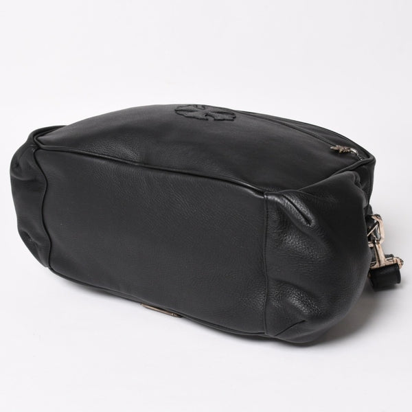 新品同様 CHROME HEARTS クロムハーツ CHプラス レザーショルダーバッグ ダイパーバッグ ダガーチャーム CHクロス CHクロスパッチ ブラック レザー シルバー925 中古 4a005234