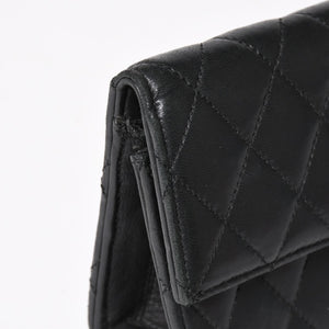 極美品 CHROME HEARTS クロムハーツ ディナーバッグ クラッチバッグ ラージクロス マトラッセ ラムスキン ブラック 中古 4a005179