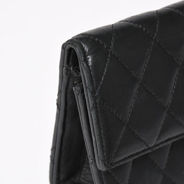 極美品 CHROME HEARTS クロムハーツ ディナーバッグ クラッチバッグ ラージクロス マトラッセ ラムスキン ブラック 中古 4a005179