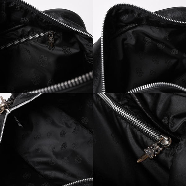 新品同様 CHROME HEARTS クロムハーツ CHプラス レザーショルダーバッグ ダイパーバッグ ダガーチャーム CHクロス CHクロスパッチ ブラック レザー シルバー925 中古 4a005234