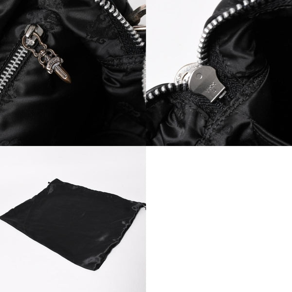 新品同様 CHROME HEARTS クロムハーツ CHプラス レザーショルダーバッグ ダイパーバッグ ダガーチャーム CHクロス CHクロスパッチ ブラック レザー シルバー925 中古 4a005234