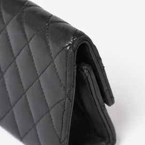 極美品 CHROME HEARTS クロムハーツ ディナーバッグ クラッチバッグ ラージクロス マトラッセ ラムスキン ブラック 中古 4a005179