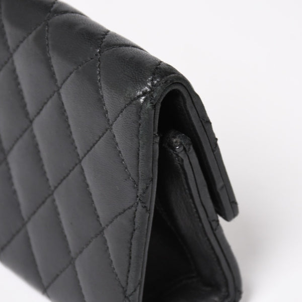 極美品 CHROME HEARTS クロムハーツ ディナーバッグ クラッチバッグ ラージクロス マトラッセ ラムスキン ブラック 中古 4a005179