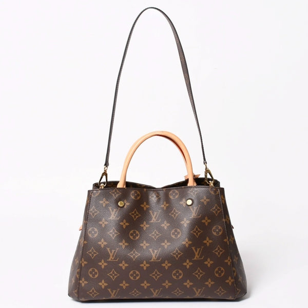 新品同様 LOUIS VUITTON ルイヴィトン モンテーニュMM モノグラム ハンドバッグ M41056 ブラウン 中古 4a004867