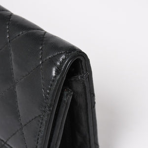 極美品 CHROME HEARTS クロムハーツ ディナーバッグ クラッチバッグ ラージクロス マトラッセ ラムスキン ブラック 中古 4a005179