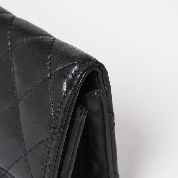 極美品 CHROME HEARTS クロムハーツ ディナーバッグ クラッチバッグ ラージクロス マトラッセ ラムスキン ブラック 中古 4a005179