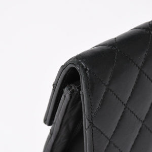 極美品 CHROME HEARTS クロムハーツ ディナーバッグ クラッチバッグ ラージクロス マトラッセ ラムスキン ブラック 中古 4a005179