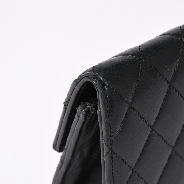 極美品 CHROME HEARTS クロムハーツ ディナーバッグ クラッチバッグ ラージクロス マトラッセ ラムスキン ブラック 中古 4a005179