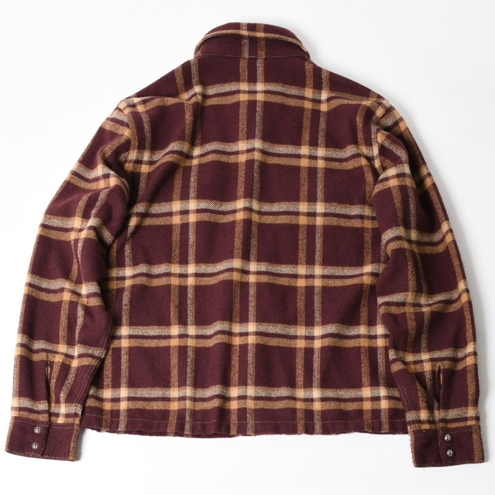 CHROME HEARTS Y NOT WORK DOG Flannel Check Shirt Cross Ball Button CH Plus Bordeaux Beige Long Sleeve Shirt Leather M Size Good Condition Used 4a005181