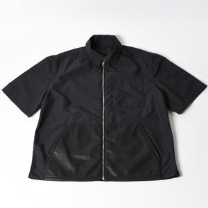 極美品 CHROME HEARTS クロムハーツ Y NOT CARPENTER LEATHER POCKET ナイロンジップシャツ サイズXL CHクロスパッチ 中古 4a005209