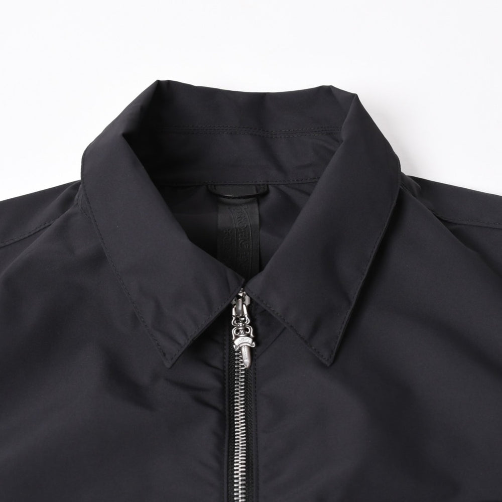 極美品 CHROME HEARTS クロムハーツ Y NOT CARPENTER LEATHER POCKET ナイロンジップシャツ サイズXL CHクロスパッチ 中古 4a005209