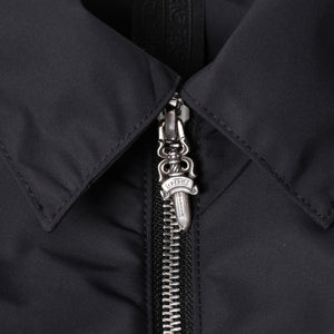 極美品 CHROME HEARTS クロムハーツ Y NOT CARPENTER LEATHER POCKET ナイロンジップシャツ サイズXL CHクロスパッチ 中古 4a005209