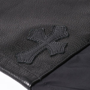 極美品 CHROME HEARTS クロムハーツ Y NOT CARPENTER LEATHER POCKET ナイロンジップシャツ サイズXL CHクロスパッチ 中古 4a005209