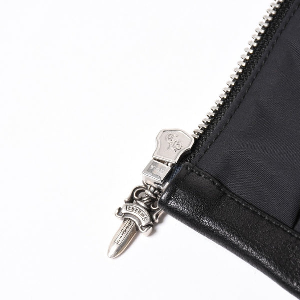 極美品 CHROME HEARTS クロムハーツ Y NOT CARPENTER LEATHER POCKET ナイロンジップシャツ サイズXL CHクロスパッチ 中古 4a005209