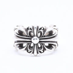 CHROME HEARTS クロムハーツ DOUBLE FLORAL CROSS ダブルフローラルクロス リング 重量約15.31g サイズ15号 美品 中古 4a005202