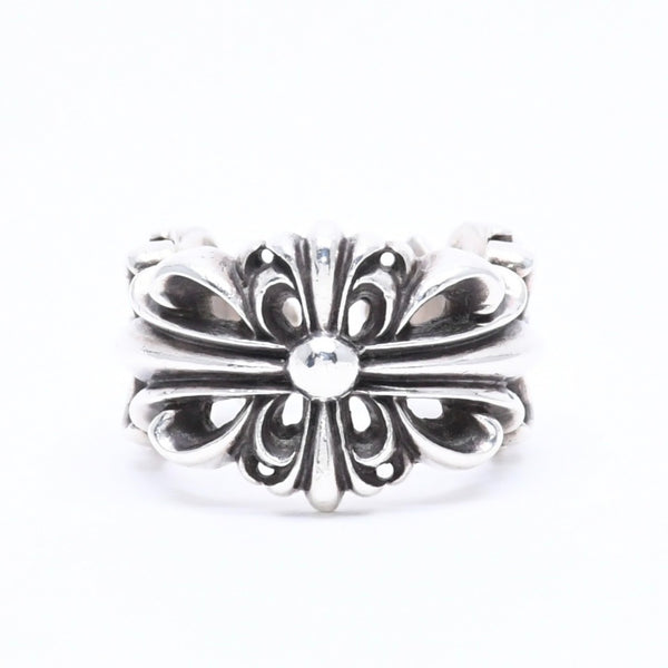 CHROME HEARTS クロムハーツ DOUBLE FLORAL CROSS ダブルフローラルクロス リング 重量約15.31g サイズ15号 美品 中古 4a005202