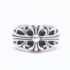 極美品 CHROME HEARTS クロムハーツ FLORAL CROSS フローラルクロス リング 重量約18.74g サイズ18号 スターリングシルバー 中古 4a005205