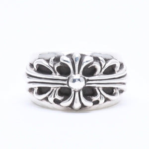 極美品 CHROME HEARTS クロムハーツ FLORAL CROSS フローラルクロス リング 重量約18.74g サイズ18号 スターリングシルバー 中古 4a005205