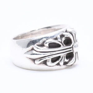 極美品 CHROME HEARTS クロムハーツ FLORAL CROSS フローラルクロス リング 重量約18.74g サイズ18号 スターリングシルバー 中古 4a005205