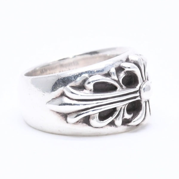 極美品 CHROME HEARTS クロムハーツ FLORAL CROSS フローラルクロス リング 重量約18.74g サイズ18号 スターリングシルバー 中古 4a005205