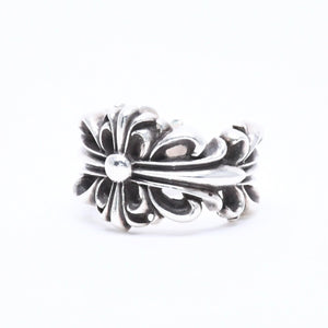 CHROME HEARTS クロムハーツ DOUBLE FLORAL CROSS ダブルフローラルクロス リング 重量約15.31g サイズ15号 美品 中古 4a005202