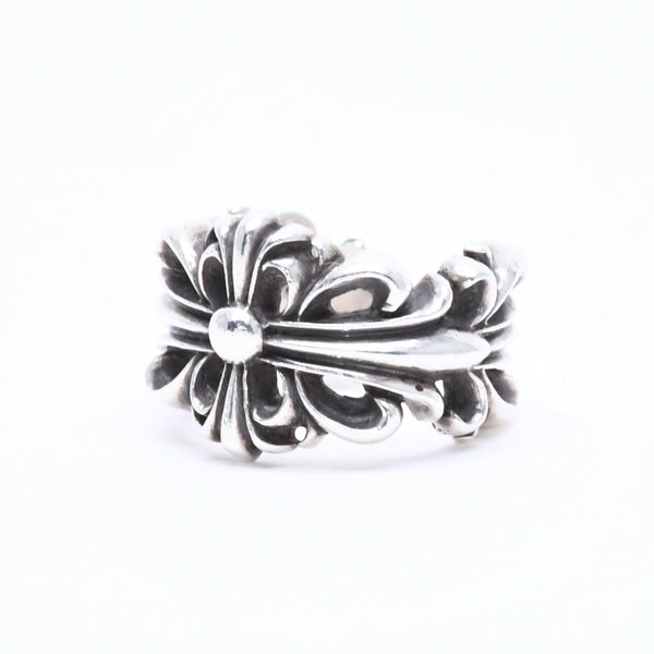 CHROME HEARTS クロムハーツ DOUBLE FLORAL CROSS ダブルフローラルクロス リング 重量約15.31g サイズ15号 美品 中古 4a005202