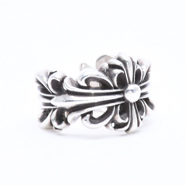 CHROME HEARTS クロムハーツ DOUBLE FLORAL CROSS ダブルフローラルクロス リング 重量約15.31g サイズ15号 美品 中古 4a005202