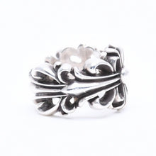 画像をギャラリービューアに読み込む, CHROME HEARTS クロムハーツ DOUBLE FLORAL CROSS ダブルフローラルクロス リング 重量約15.31g サイズ15号 美品 中古 4a005202