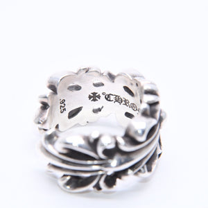 CHROME HEARTS クロムハーツ DOUBLE FLORAL CROSS ダブルフローラルクロス リング 重量約15.31g サイズ15号 美品 中古 4a005202