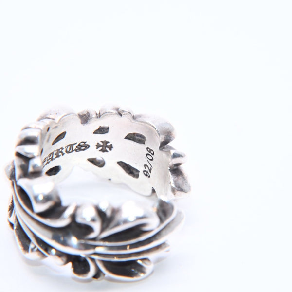 CHROME HEARTS クロムハーツ DOUBLE FLORAL CROSS ダブルフローラルクロス リング 重量約15.31g サイズ15号 美品 中古 4a005202