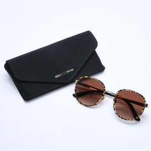 DOLCE&GABBANA ドルチェアンドガッバーナ サングラス アイウェア DG2227-J 02/13 サイズ52□20 140 ゴールド レオパード柄 美品 中古 4a005063
