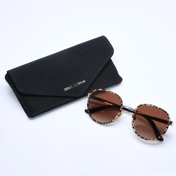 DOLCE&GABBANA ドルチェアンドガッバーナ サングラス アイウェア DG2227-J 02/13 サイズ52□20 140 ゴールド レオパード柄 美品 中古 4a005063