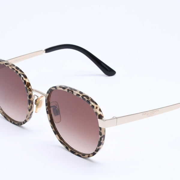 DOLCE&GABBANA ドルチェアンドガッバーナ サングラス アイウェア DG2227-J 02/13 サイズ52□20 140 ゴールド レオパード柄 美品 中古 4a005063