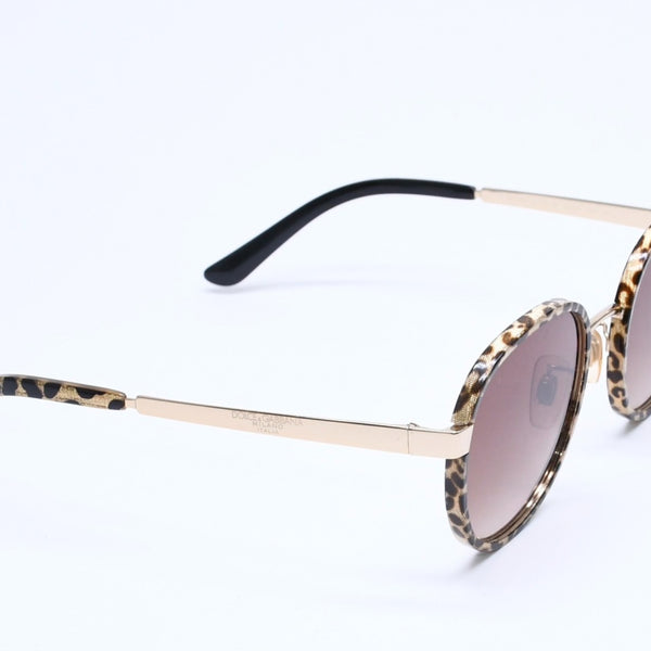 DOLCE&GABBANA ドルチェアンドガッバーナ サングラス アイウェア DG2227-J 02/13 サイズ52□20 140 ゴールド レオパード柄 美品 中古 4a005063