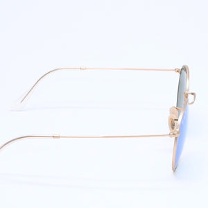 新品同様 Ray-Ban レイバン ROUND METAL サングラス アイウェア RB3447 112/4L サイズ50□21 145 ブルー ゴールド 中古 4a005064