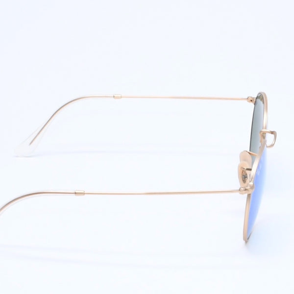 新品同様 Ray-Ban レイバン ROUND METAL サングラス アイウェア RB3447 112/4L サイズ50□21 145 ブルー ゴールド 中古 4a005064