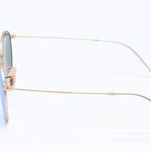 新品同様 Ray-Ban レイバン ROUND METAL サングラス アイウェア RB3447 112/4L サイズ50□21 145 ブルー ゴールド 中古 4a005064