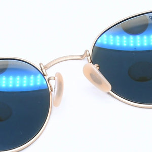 新品同様 Ray-Ban レイバン ROUND METAL サングラス アイウェア RB3447 112/4L サイズ50□21 145 ブルー ゴールド 中古 4a005064
