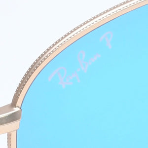 新品同様 Ray-Ban レイバン ROUND METAL サングラス アイウェア RB3447 112/4L サイズ50□21 145 ブルー ゴールド 中古 4a005064